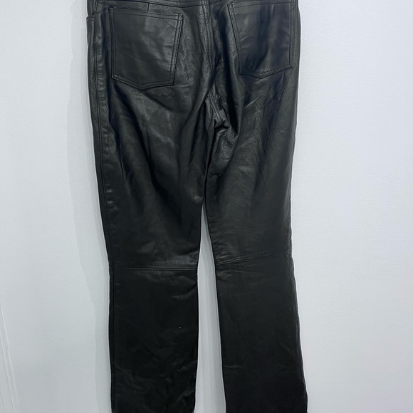 VINTAGE black leather pant size 6 straight leg - Picture 4 of 10